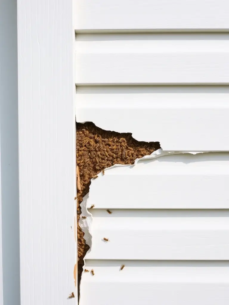 A photo depicting a clean and repaired area after a beehive removal, showcasing the restoration work done by APA Bee Removal.